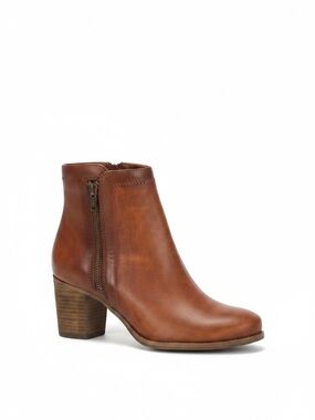 FRYE Addie Double Zip Burnished Leather Ankle Boots Cognac Brown Size 7.5 NWOB